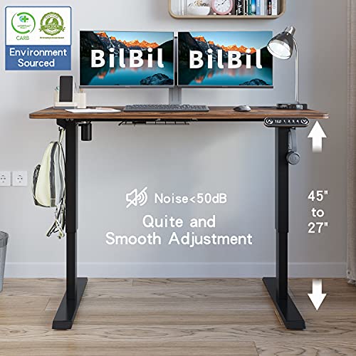 Electric Height Adjustable Standing Desk, 55 x 24 Inches Home Office Computer Desk - Memory Settings - Solid Top - Double-Beam Construction - Anti-Collision Technology and Current Protection