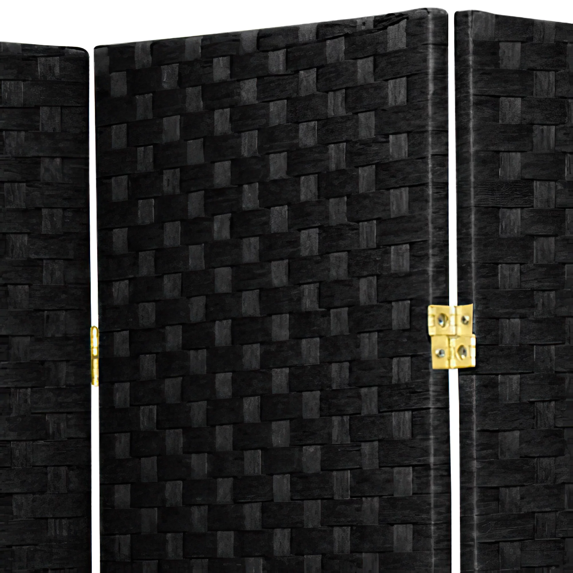 Oriental Furniture 7 ft. Tall Woven Fiber Room Divider - Black - 8 Panel