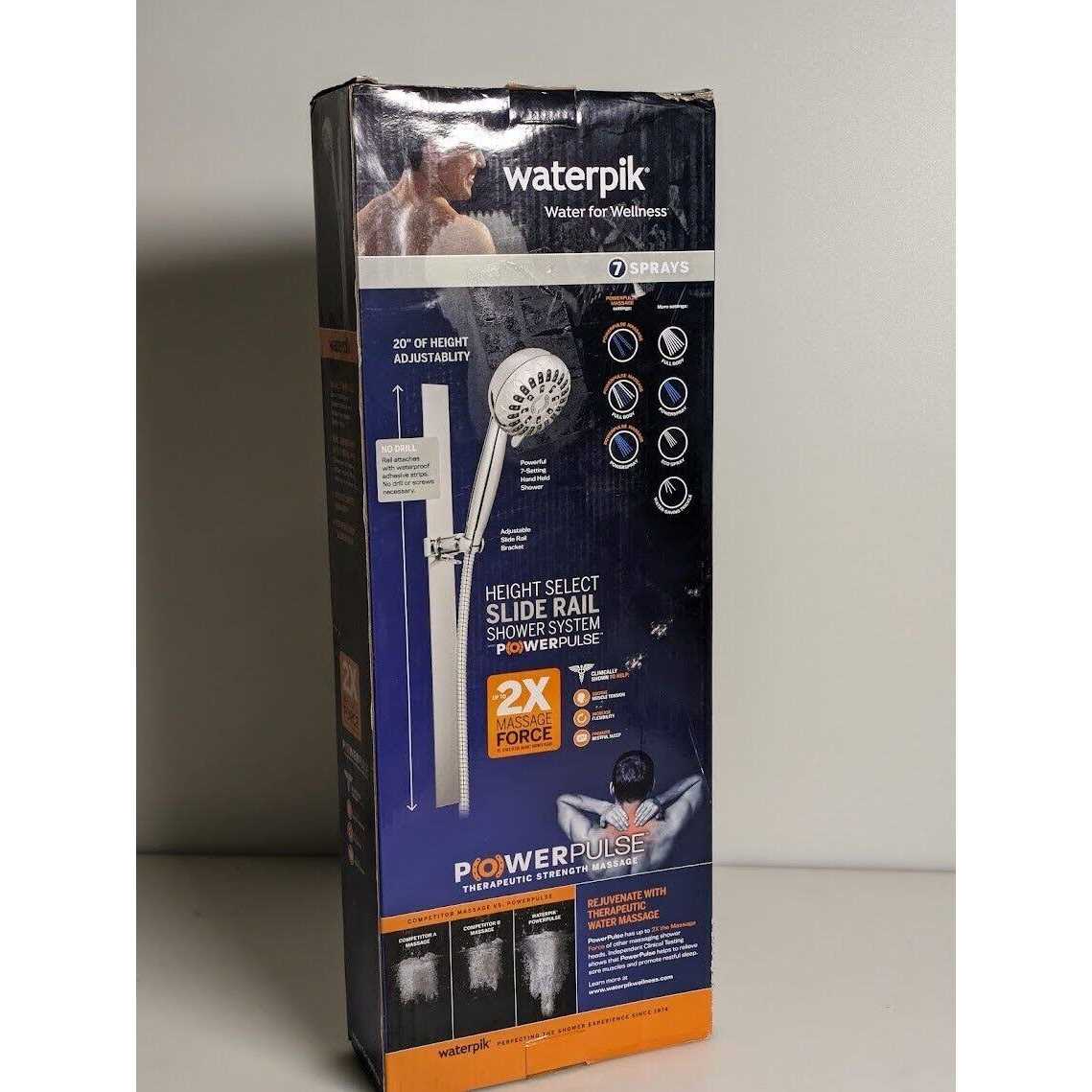 Waterpik Height Select 7-Spray 4 in. 2.5 GPM Wall Bar Handheld Adjustable Shower Head in Chrome - Shop Hardware Tools Online Store