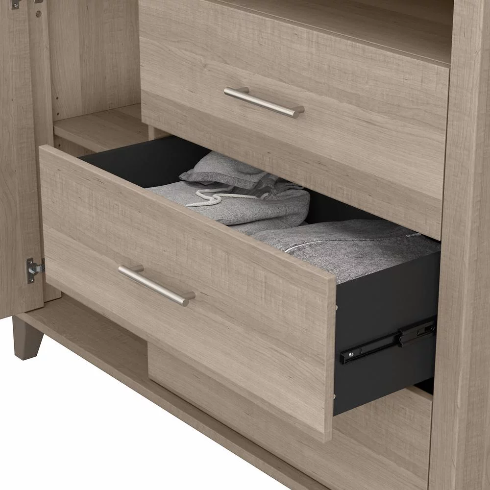 Somerset Armoire Cabinets & Dresser TV Stand in Ash Gray - Engineered Wood