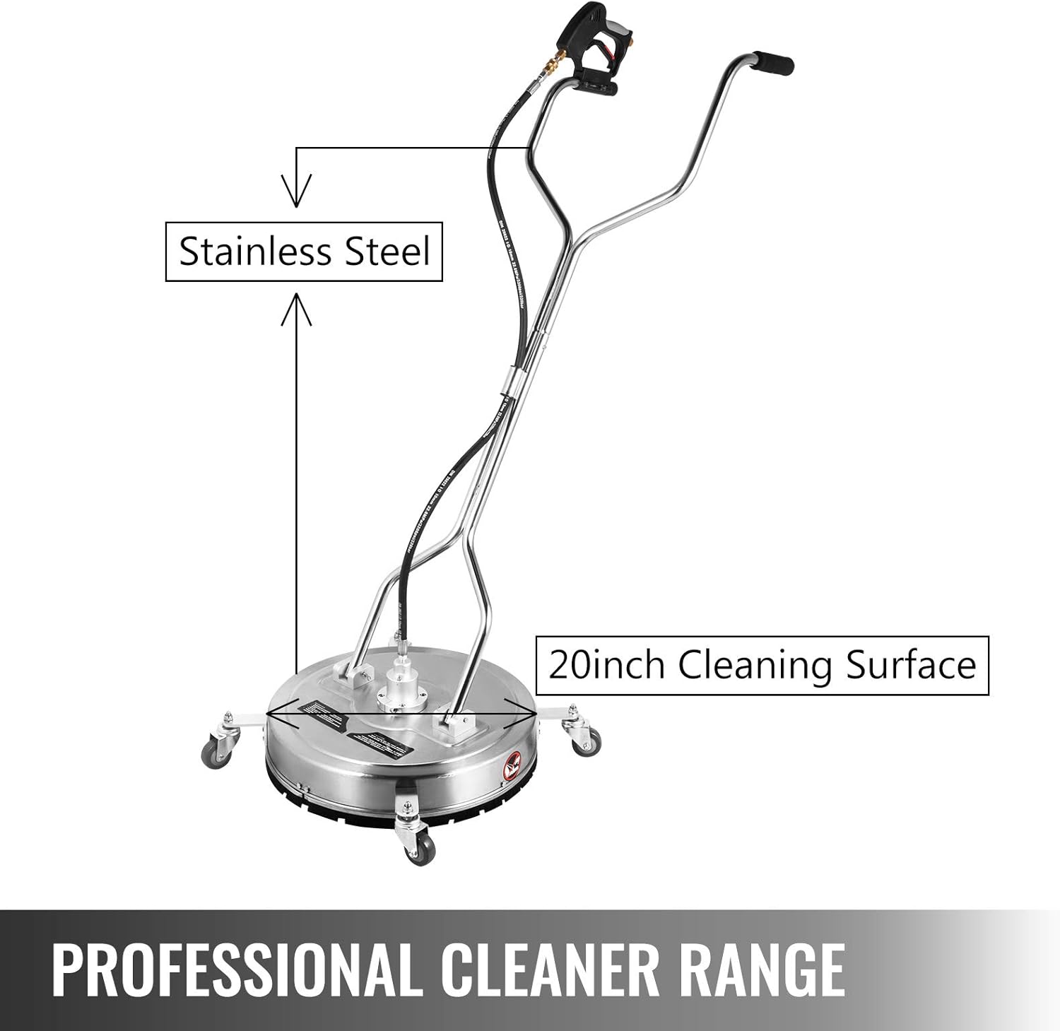 Happybuy Surface Cleaner 18 inch Flat Surface Cleaner for Pressure Washer 4000psi Pressure with 3/8 Quick Connector Surface Cleaner W/ Casters 10.5GPM Stainless Steel Rotating Rod & 3 Nozzle for Patio