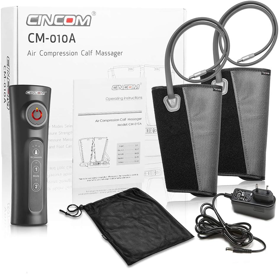 CINCOM Leg Massager for Circulation Air Compression Calf Wraps with 2 Modes 3 Intensities and Helpful for RLS and Edema