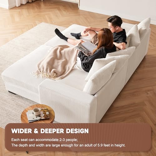 58.3" Comfy Deep Seat Oversized Chaise Lounge Indoor for Living Room, Solid Wood Sleeper Reclining Chair with Thickened Cushions Widened Armrests for Bedroom, Lounge Chair with Ottoman, Grey