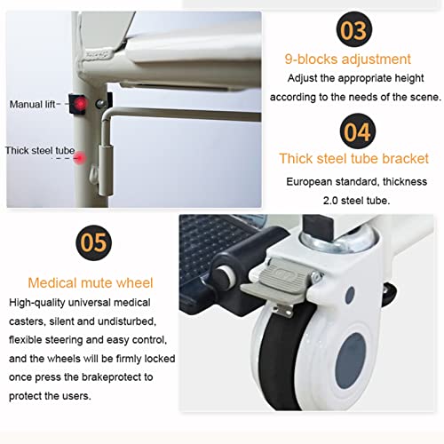 Patient Lift Lift Wheelchai for Home, Transfer Nursing Elderly Transfer Lifter with 180° Split Seat, Bathroom Shower Chair with Commode Bucket, 200 Lbs Weight Capacity Basic Edition (Basic Brown)