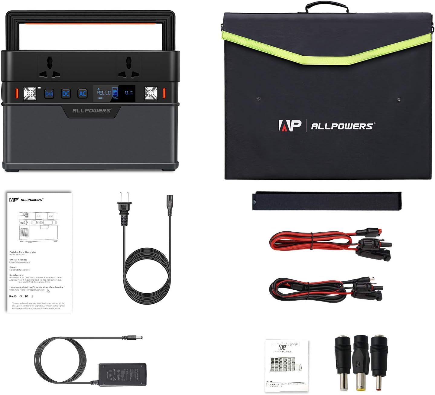 ALLPOWERS Mini Portable Power Station 300W, 288Wh/110V/78000mAh Backup Battery Power Supply with Portable Solar Panel 100W, Foldable Solar Panel Charger for Home Use Camping Emergency