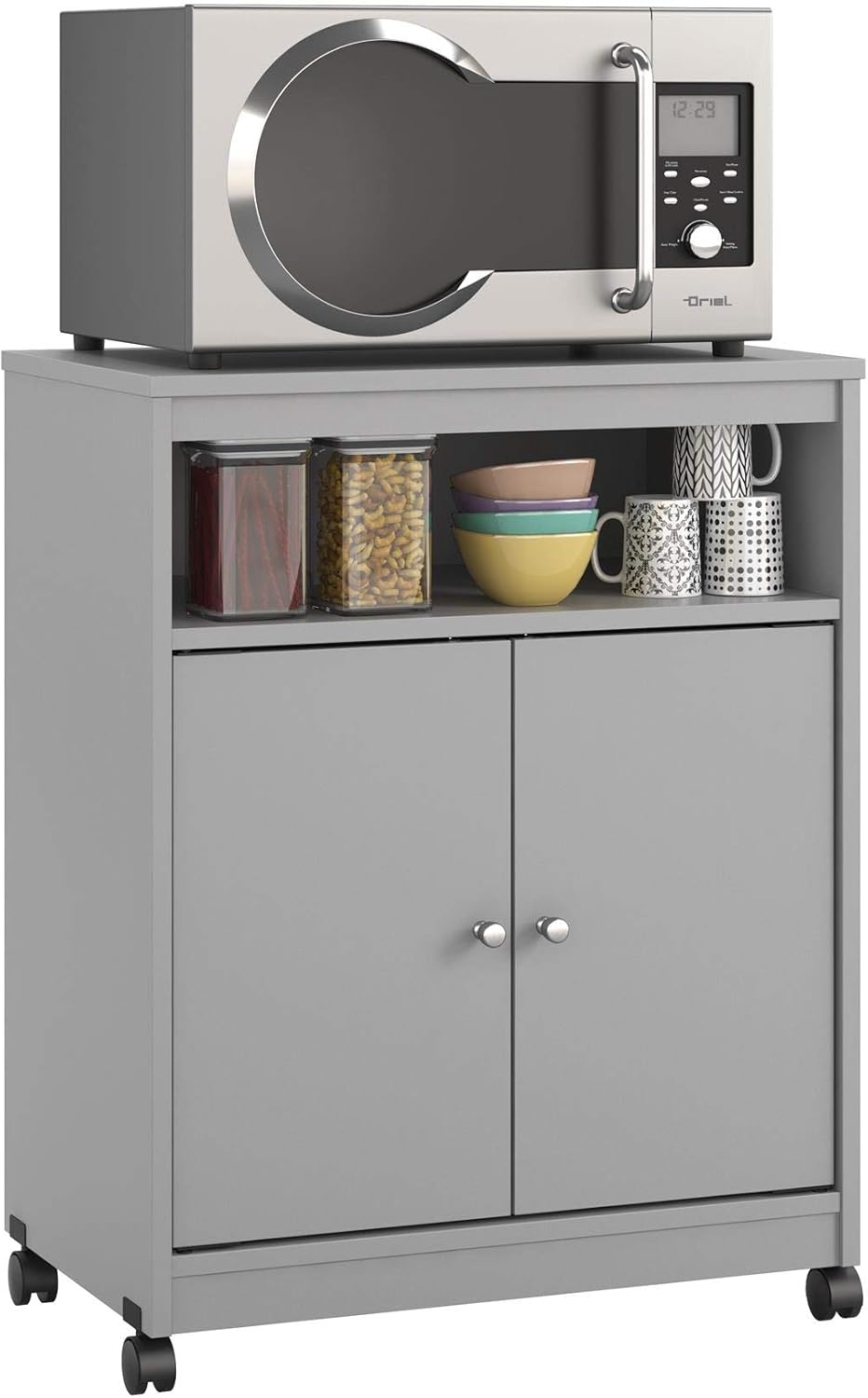 Ameriwood Home Landry Microwave Cart, Black Oak