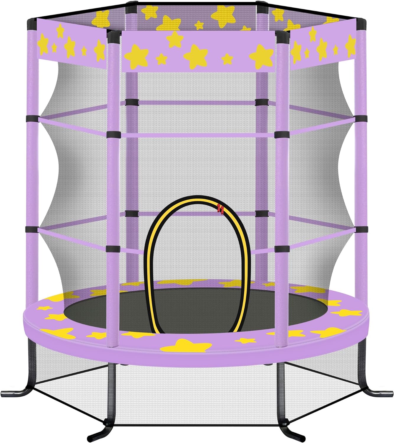 55 Inch Kids Trampoline, 4.5FT Outdoor Indoor Trampoline with Safety Enclosure Net, Purple