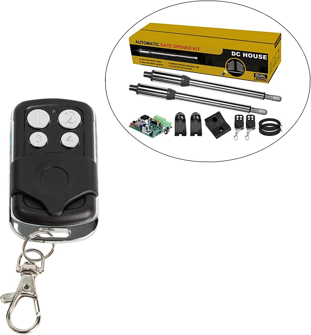 DC HOUSE 24V DC/AC Heavy-Duty Automatic Solar Dual Gate Opener Kit with Keypad + Car Sensor for Swing Gates Up to 16.4 Feet for Fences/Palisades/Agricultural/Driveway Gates | Subcontract Delivery