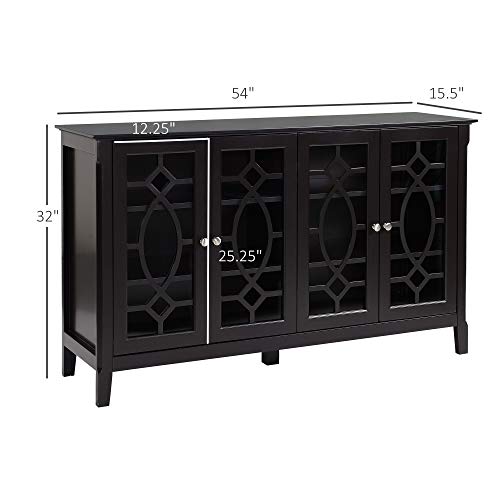 HOMCOM Sideboard Buffet Cabinet, Kitchen Storage Cabinet, Glass Door Accent Cabinet with Adjustable Shelves, White