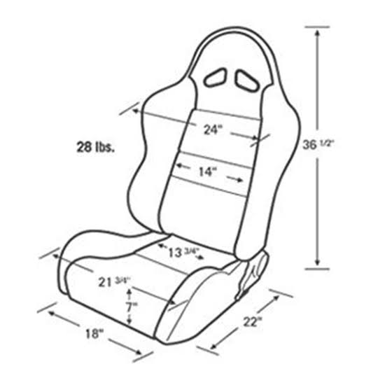 Scat Enterprises 80-1605-61l Sportsman Racing Seat - Left - Black Vinyl/Vlour