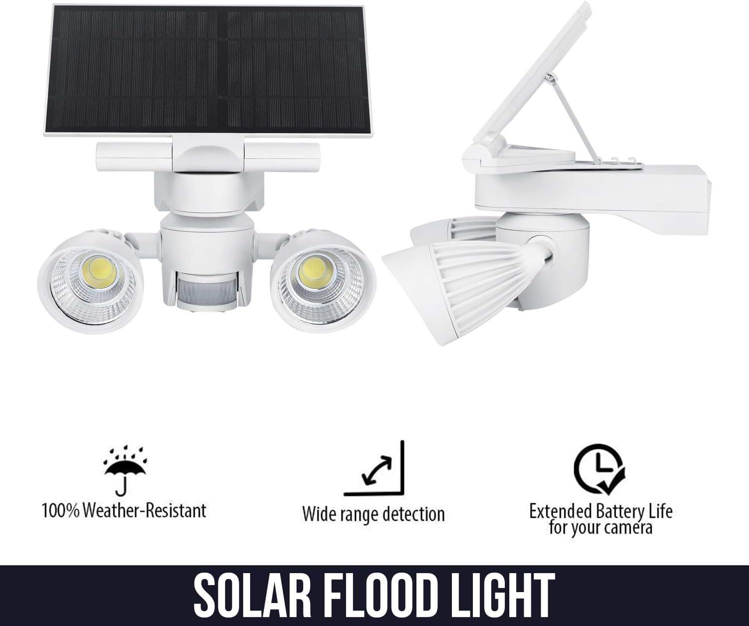 Wasserstein Floodlight & Solar Panel Charger, Motion-Activated, Compatible with Arlo Essential Spotlight/XL Spotlight Camera (White) (NOT Compatible with Arlo Ultra/Pro/Pro 2/Pro 3, HD, Floodlight)