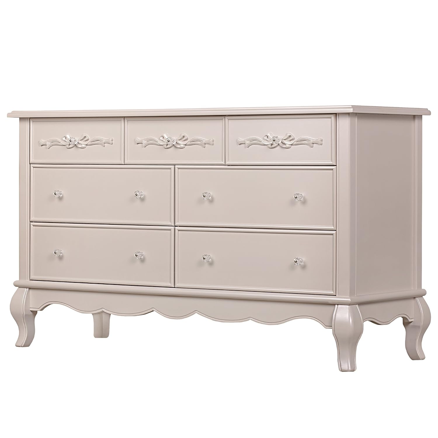 Evolur Aurora 54x20.3x34 Inch Dresser with Changing Tray, Dusty Rose