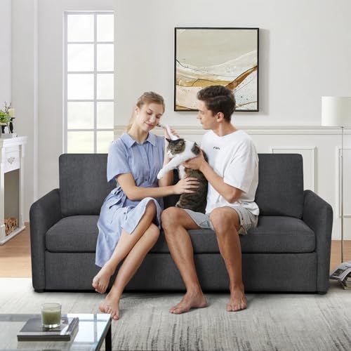 86.6" Sleeper Sofa Couch with Pullout Bed, Loveseat Sleeper Sofa Bed with Pull Out Couch, 2 in 1 Convertible Queen Sleeper Sofa with Memory Foams Mattress for Living Room (Dark Grey)