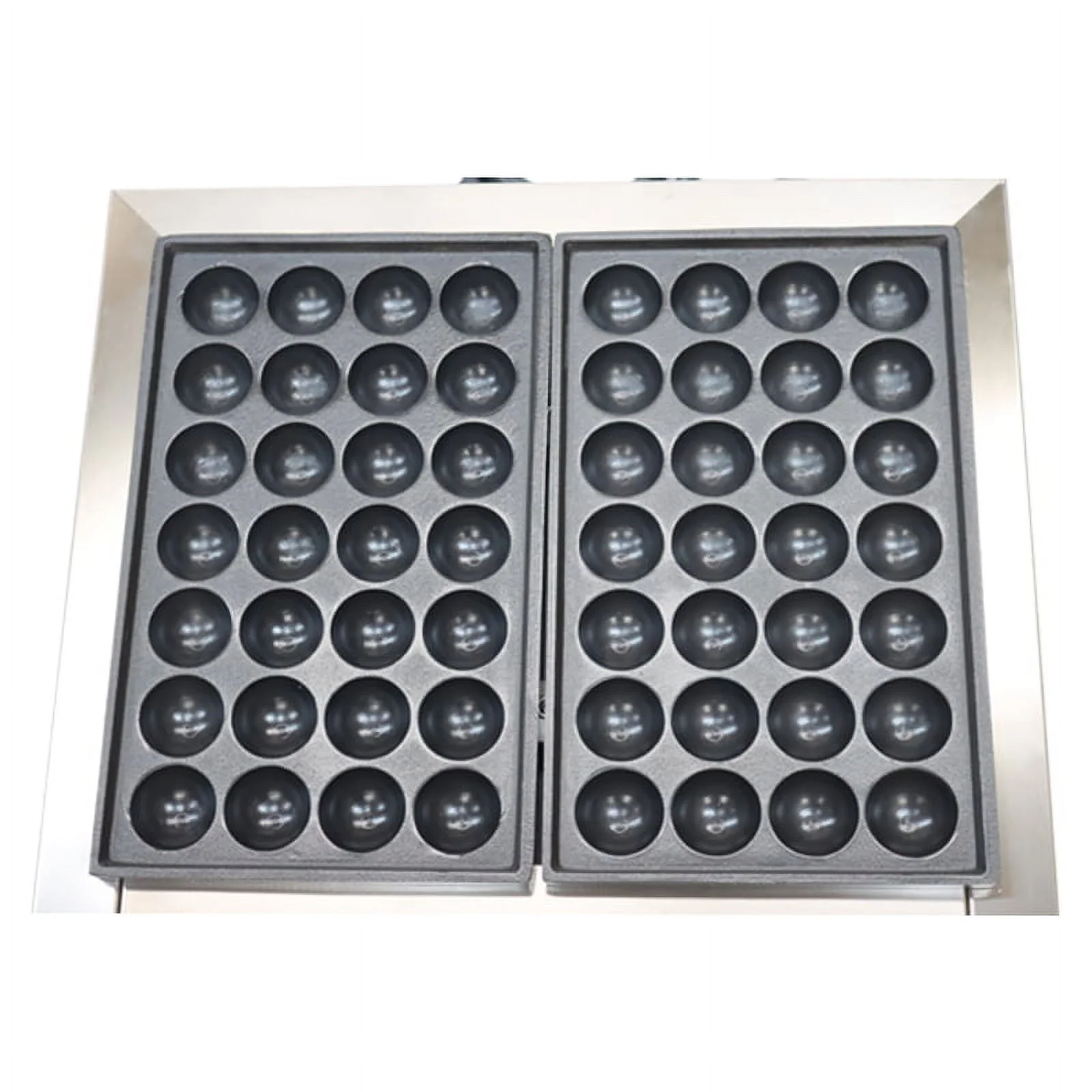 PreAsion Commercial Dual Plate Electric Takoyaki Maker Octopus Cluster Takoyaki Machine Fish Ball Griller Meatball Grilling Machine 56Pcs Per Time 220V