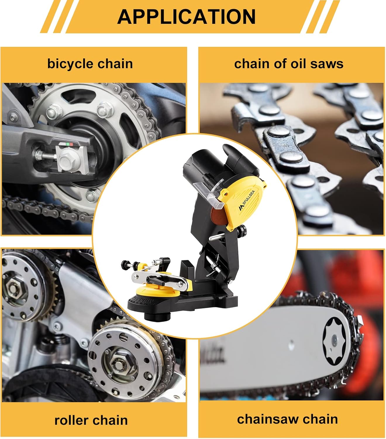 Msfullsea Electric Chainsaw Sharpener Grinder Electric Grinder Chain Saw Bench Sharpener Multi-Angle Adjustable Chainsaw Grinder Sharpener Vise Mount W/Grind Chainsaw Wheel 110V Pack of 2
