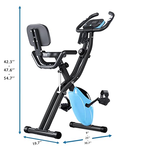 Merax Workout Bike For Home - 2 In 1 Recumbent Exercise Bike and Upright Indoor Cycling Bike Positions, 16 Level Magnetic Resistance Exercise Bike, Foldable Stationary Bike Machine, Fitness Bike