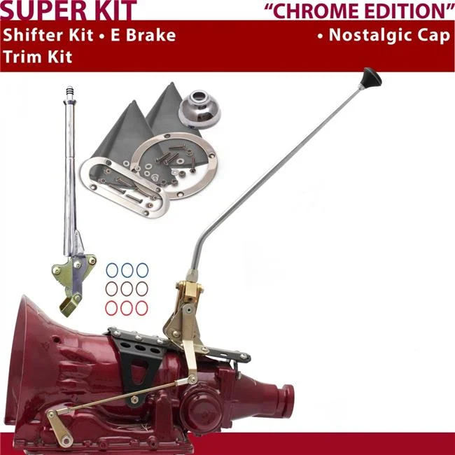 American Shifter  4L60E Shifter Kit Chrome 16 in. E Brake Trim Kit for DAF22