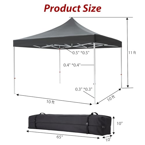 Commercial Canopy Tent 10*10ft,Instant Gazebo Tent, Outdoor Portable Shelter With 3 Sidewalls, Windows, Wheeled Bag,Stakes and Ropes,Pop Up Canopy Tent for Outdoor/Parties and Events-black