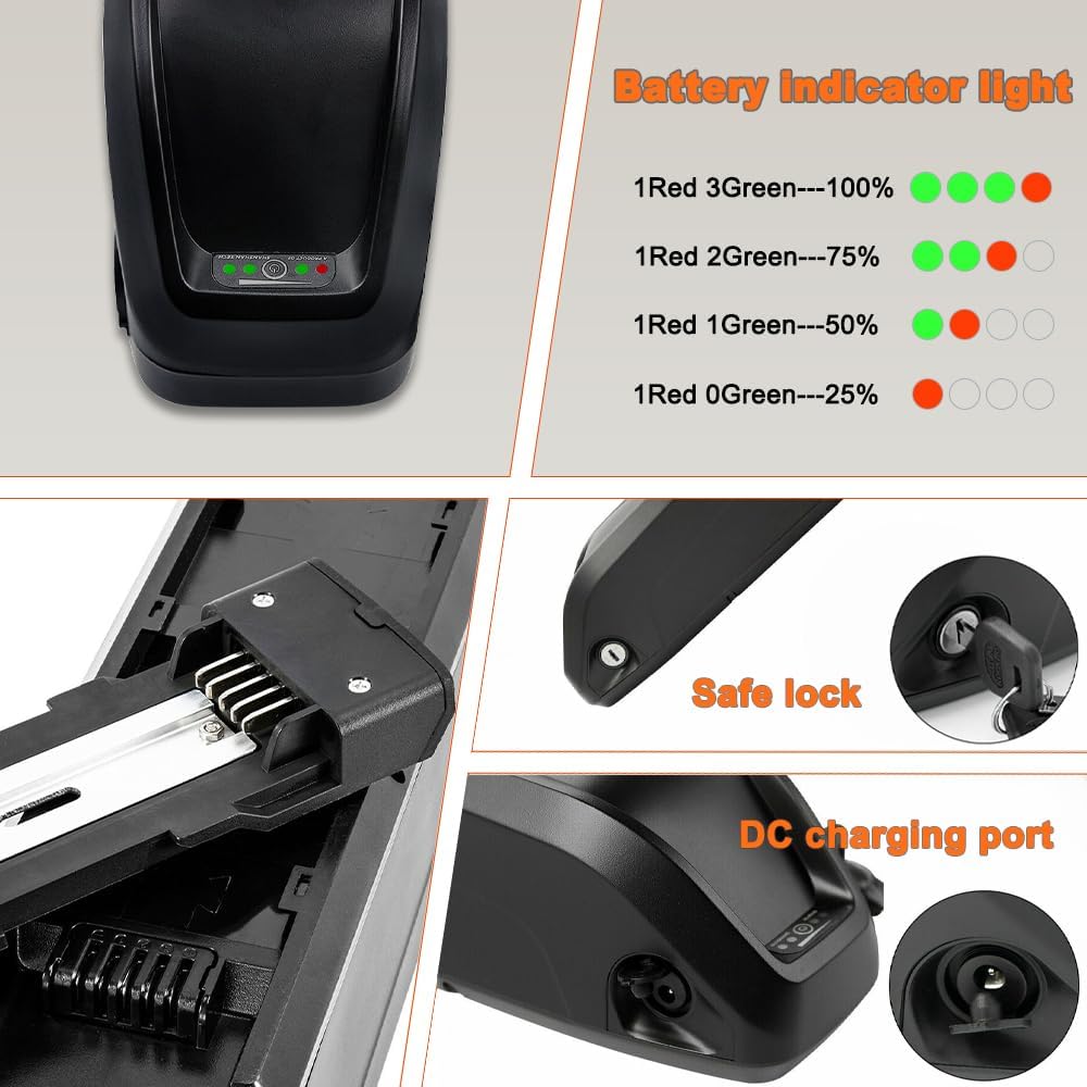 50V20Ah Hailong Lithium Downtube Batteries Li-ion Ebike Battery with 35A BMS 3A Charger for 250W-1000W Bafang Voilamart （SamsungCell）
