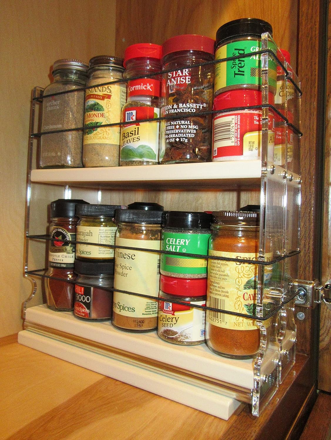 Vertical Spice - 22x2x11 DC - Spice Rack - Narrow Space w/2 Drawers each with 2 Shelves - 20 Spice Capacity - Easy to Install