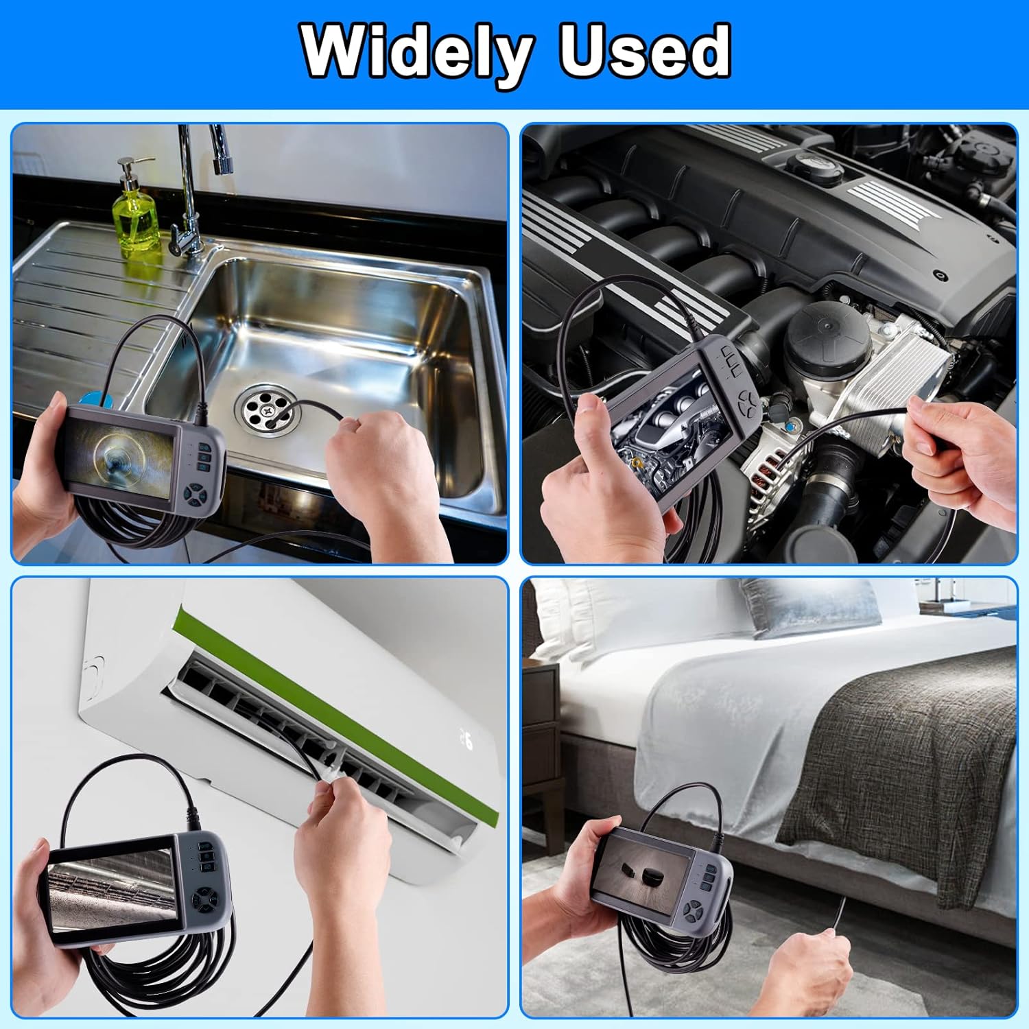 Inspection Camera with Light, 1080P HD Video Plumbing Camera with Dual Lens Endoscope Sewer Camera IP67 Waterproof for Home Wall Duct Pipe (16.5 FT)