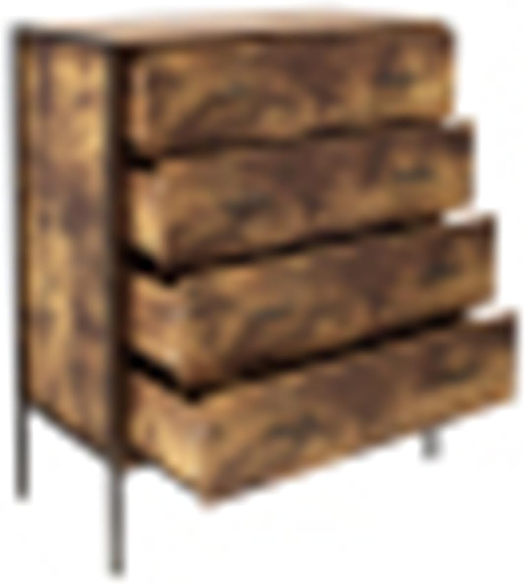 Industrial Style 4 Drawer Dresser, Rustic Brown Wood Storage Dresser Clothes Organizer with Sturdy Steel Frame, Wardrobe with 4 Drawers, Storage Cabinet for Bedroom, Living Room