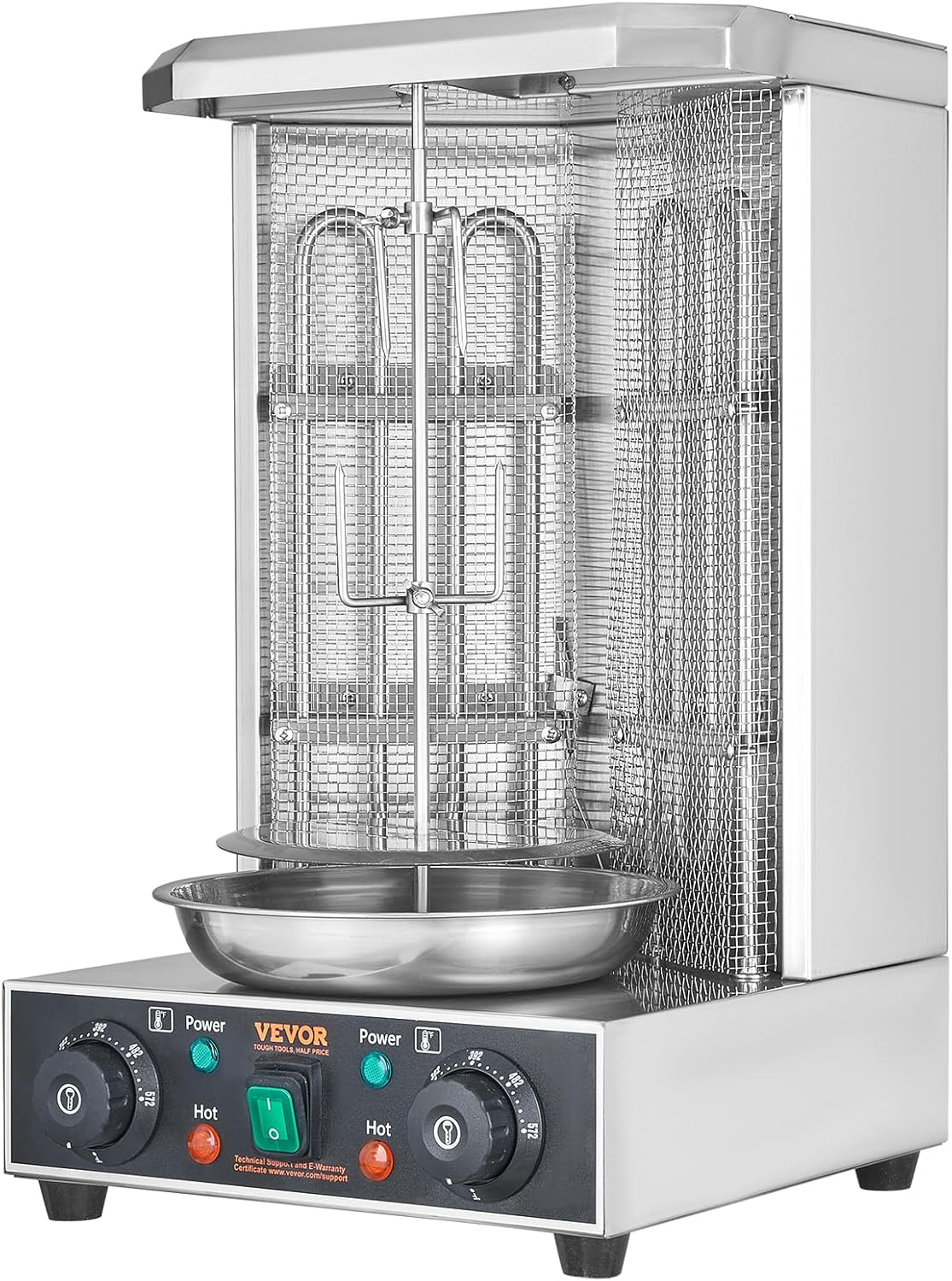 VEVOR Shawarma Grill Machine, 13 lbs Capacity, Chicken Shawarma Cooker Machine with 2 Burners, Electric Vertical Broiler Gyro Rotisserie Oven Doner Kebab Machine, for Home Restaurant Kitchen Parties