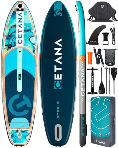 CETANA 11'6×35" Extra Wide Stand Up Paddle Board for Adults & Youth, 400lb Capacity Inflatable Paddle Board, Sup for 2+1 Person with Removable US Fin, 100L Backpack, Floating Paddle, Safety Leash