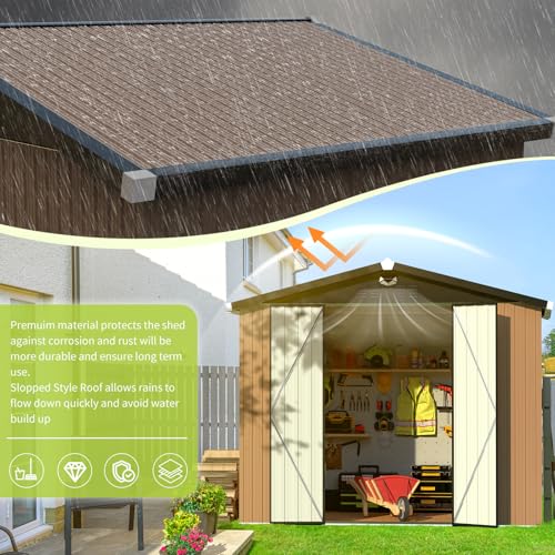Metal Storage Shed,Outdoor Storage Building 10x12,Large Backyard Sheds with Lockable Doors,Waterproof Outside Storage Shed