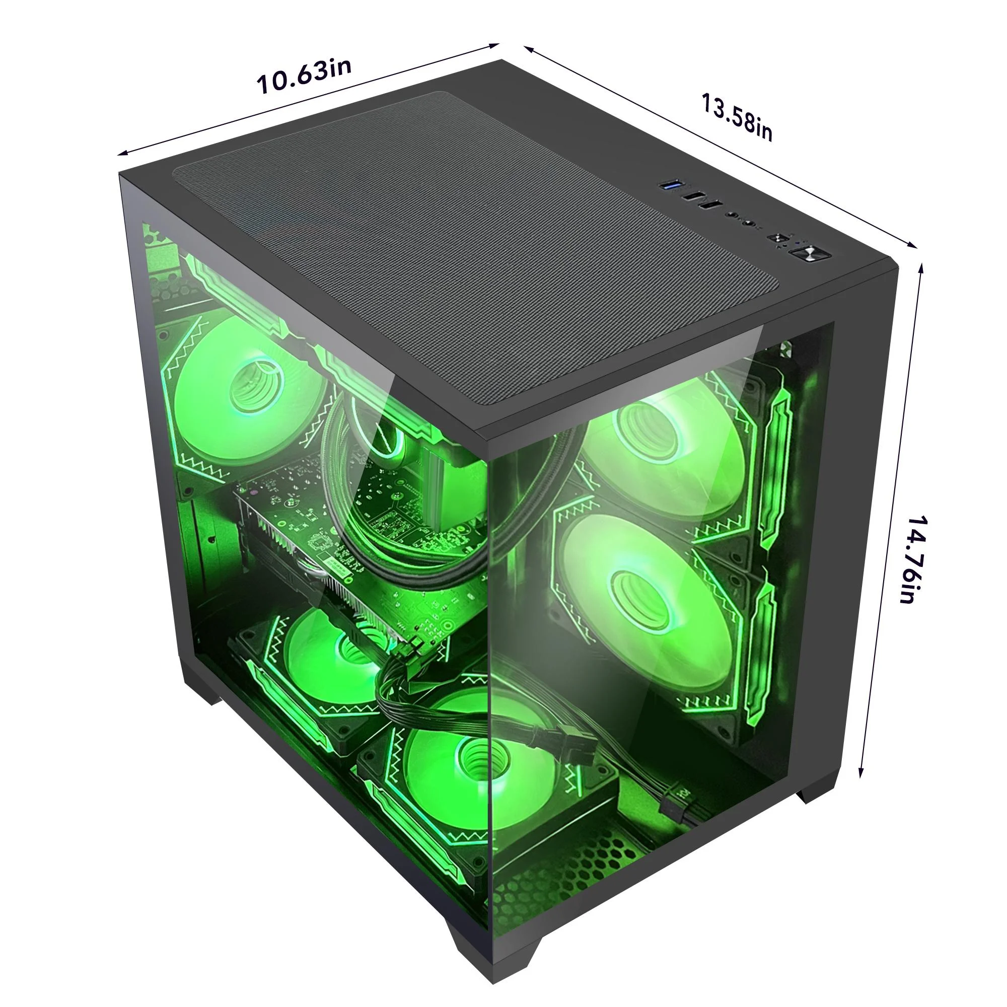 Orangexin Gaming PC -AMD Ryzen 5 5600X 3.7 GHz-RTX 4060TI 16GB-32GB DDR4 RAM-1TB M.2 +1TB SATA SSD-240 Liquid Cooler -WIFI &Bluetooth -RGB Fans-Windows 11 Pro Desktop Computer-Black