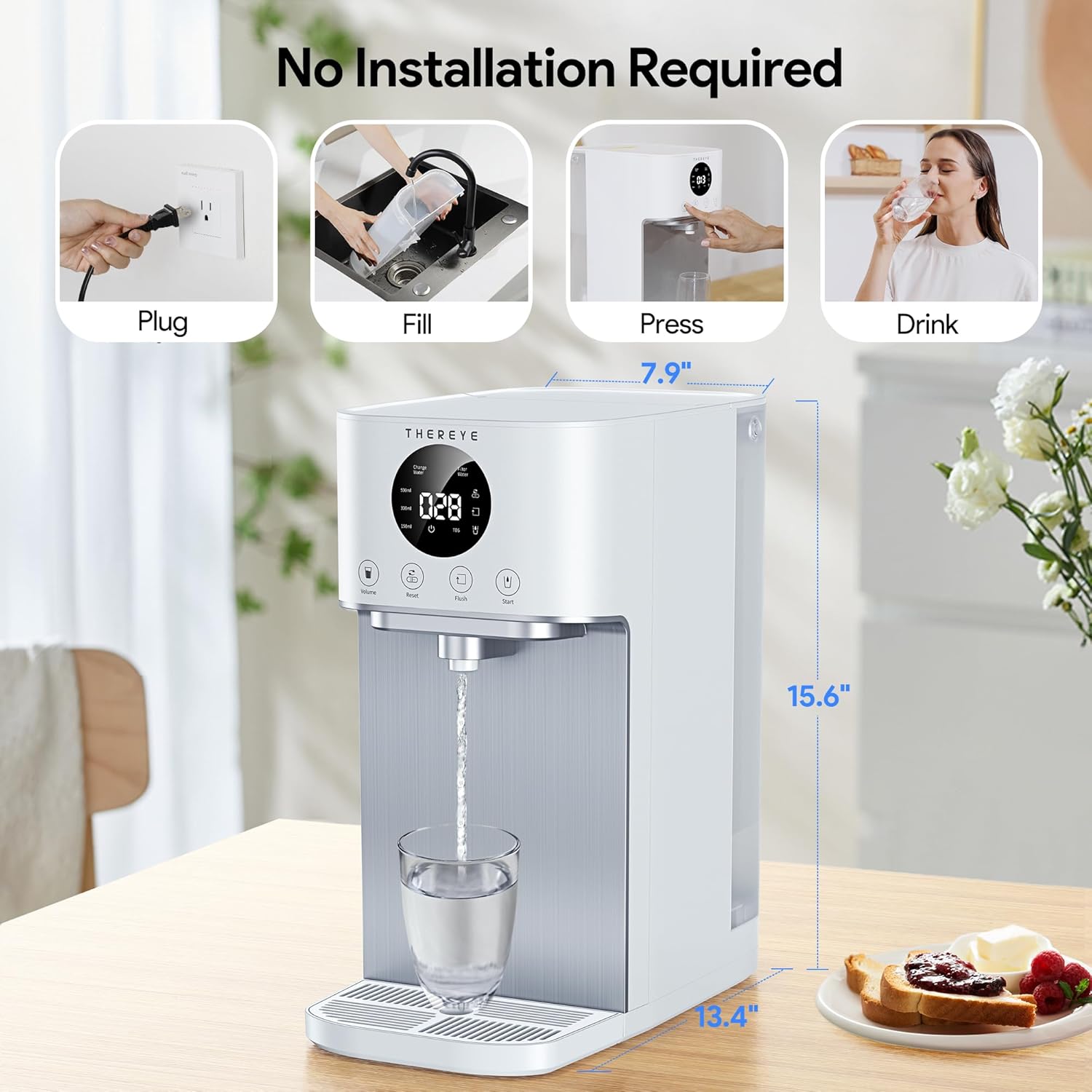 Reverse Osmosis System Countertop Water Filter, Ivory White