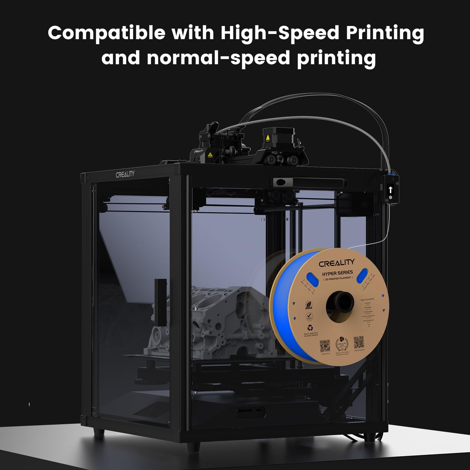 Creality K1 3D Printer 600mm/s Printing Speed 32mm³/s Max Flow Hotend 300°C High-Temperature Nozzle Direct Extruder Auto Leveling Self-Test with One Tap Solve Ringing with G-Sensor with Hyper Blue