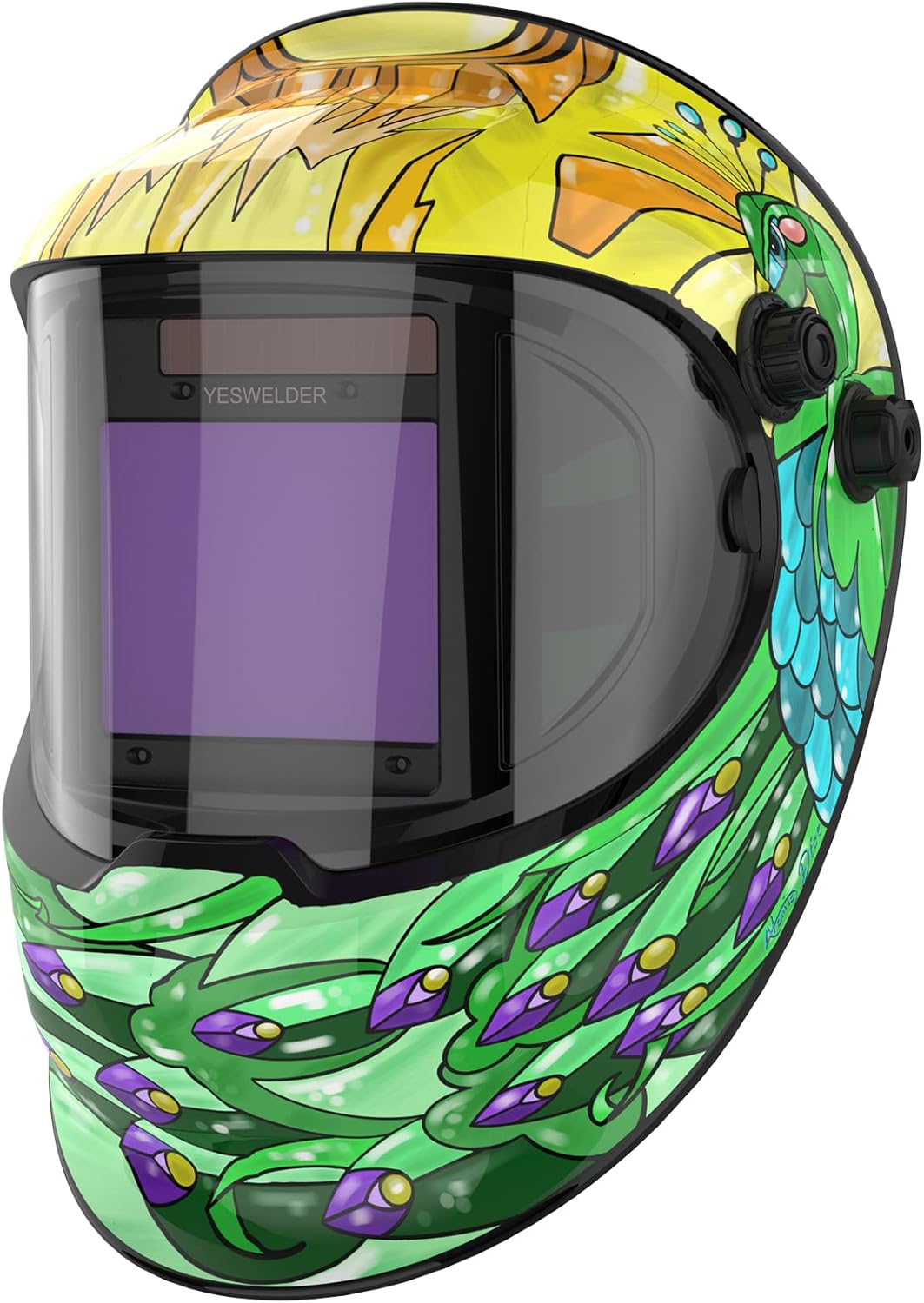 YESWELDER Large Viewing True Color Solar Powered Auto Darkening Welding Helmet with Side View, 4 Arc Sensor Wide Shade 4/5-9/9-13 Welder Mask for TIG MIG ARC Grinding Plasma LYG-Q800D-CP