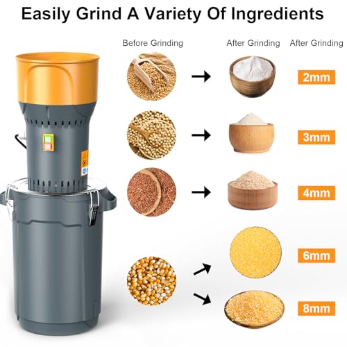 Corn Grinder Electric Mill, 15.8 Gallons Dry Grain Mill Grinder Electric, Grain Grinder Mill, Cereals Grinder, Farm Home Wheat Grinder for Spice Rice Coffee Feed Flour, 6 Sizes Sieves（50L）