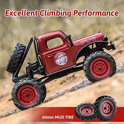 WOWRC RC Car 1/24 Remote Control Car, FCX24 Power Wagon 4WD RC Crawler Two-Speed Shift, RC Rock Crawler 8Km/h with Portal Axle Metal Gears for Boys Girls and Adults, Yellow