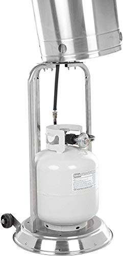 Fire Sense 61436 Pro Series Patio Heater with Wheels 50,000 BTU Output Electronic Ignition System Portable Outdoor Propane Heater - Stainless Steel