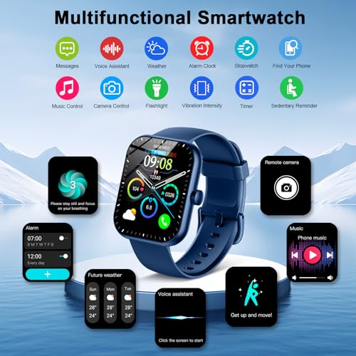 Smart Watch(Answer/Make Call), 1.96 HD Smartwatch for Men Women, 2025 New Fitness Watch with 112+ Sport Modes, Heart Rate, Sleep Monitor, Pedometer, IP68 Waterproof Activity Tracker for Android iOS