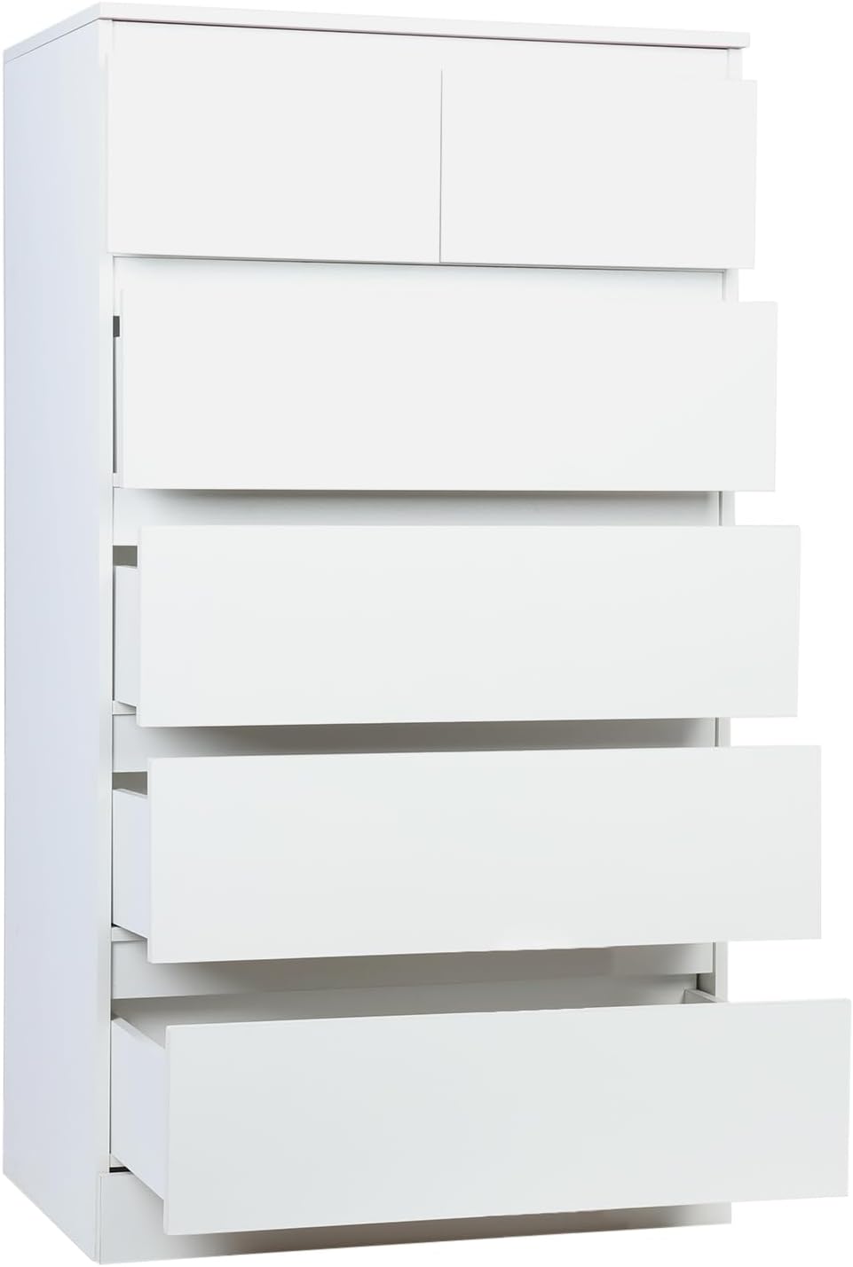 Tall White Skinny Dresser for Bedroom, Closet Organizer, Chest Drawer, Tall Dresser with 6 Wood Drawers Tall Storage Dresser Chest Cabinet Organizer Unit for Bedroom, Living Room, Closet, Hallway
