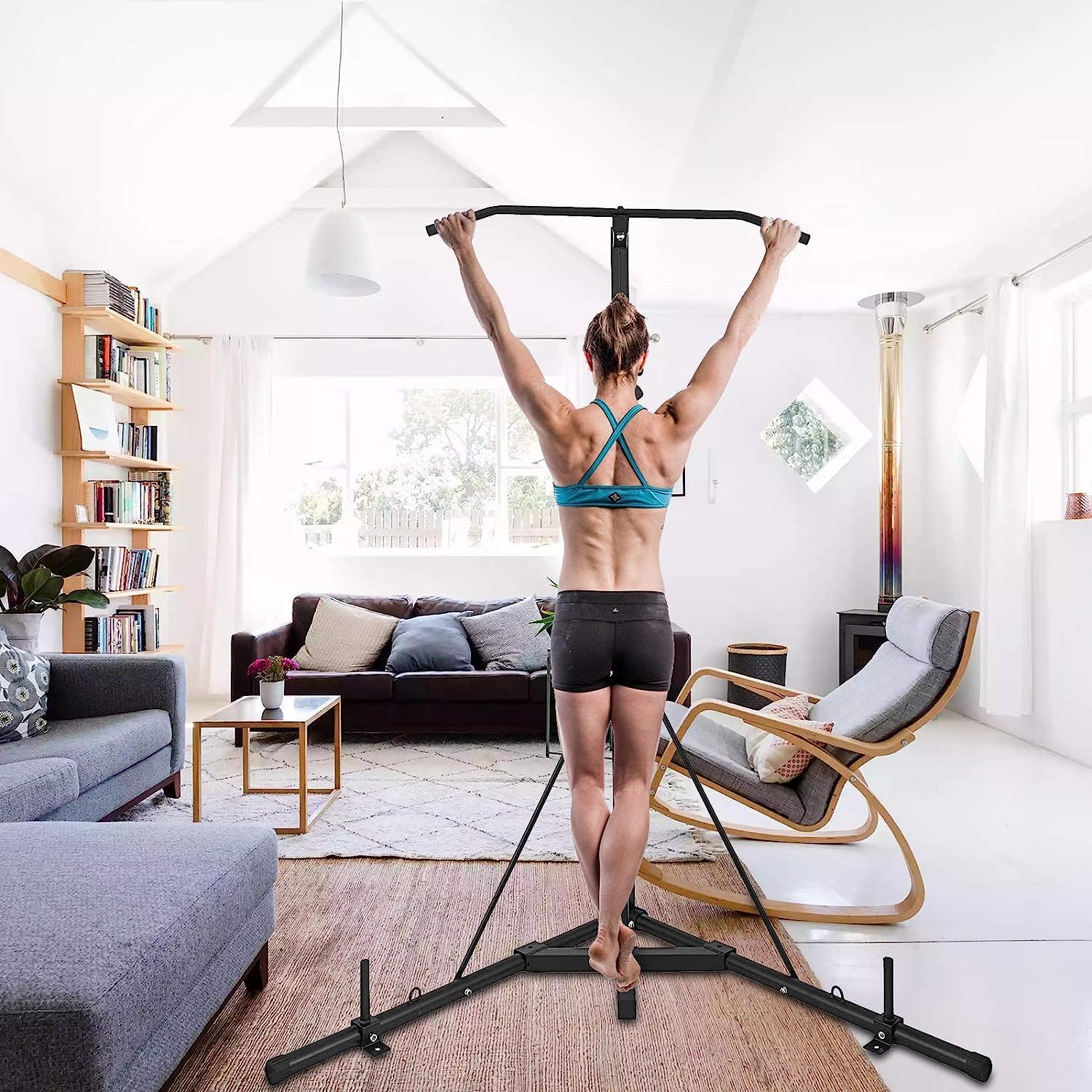 BotaBay Heavy Bag Stand Folding Heavy Bag Stand Boxing Stand with Pull Up Bar Portable Sandbag Rack Free Standing Heavy Duty Punching Bag Boxing Stand for Home Fitness（Only Stand）