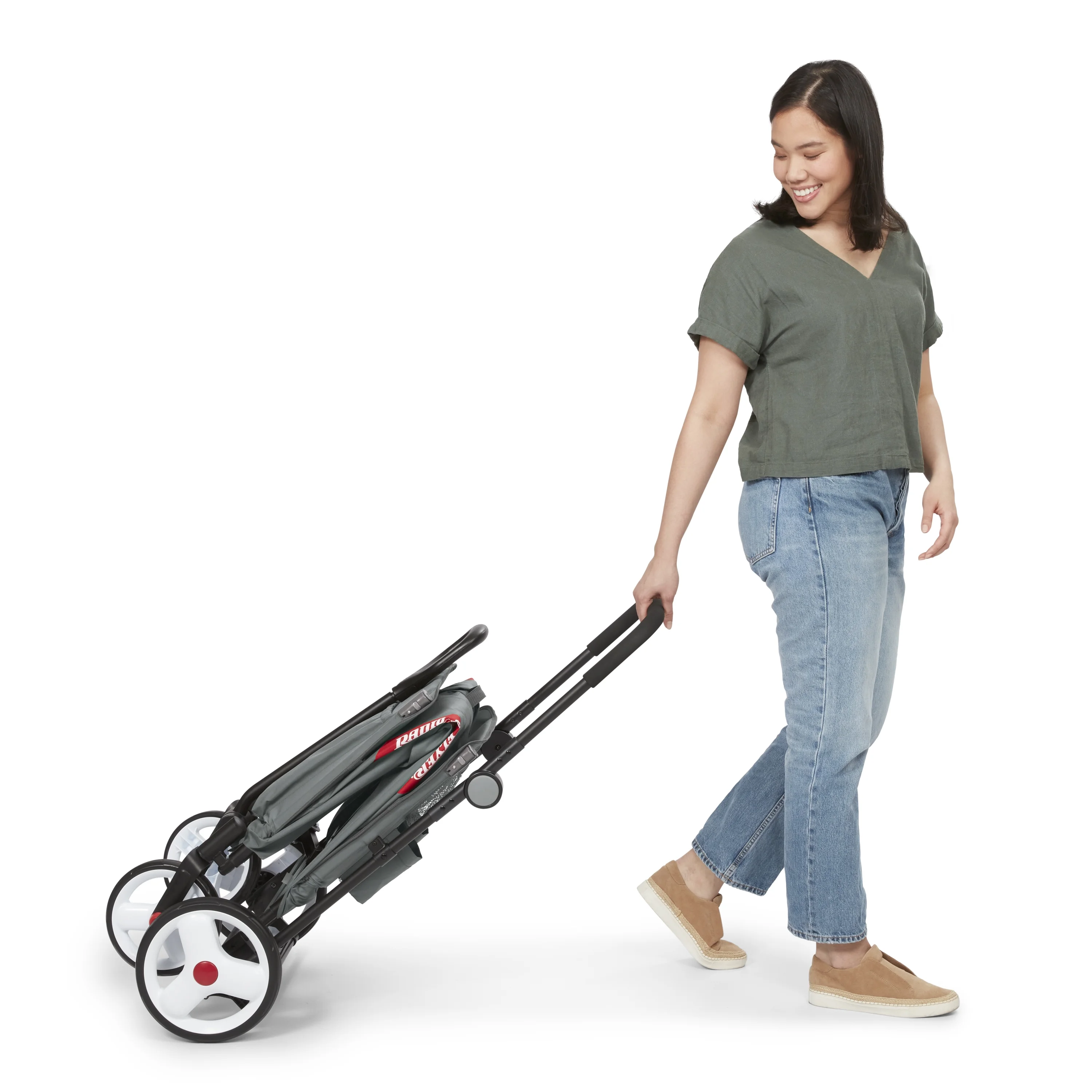 Radio Flyer Compass Stroll ‘N Wagon®, Gray Push and Pull Folding Fabric Wagon, for Kids 1 Year and up