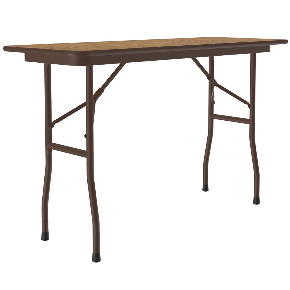 Melamine Standard Fixed Height Folding Table (18 in. x 48 in./Med Oak)