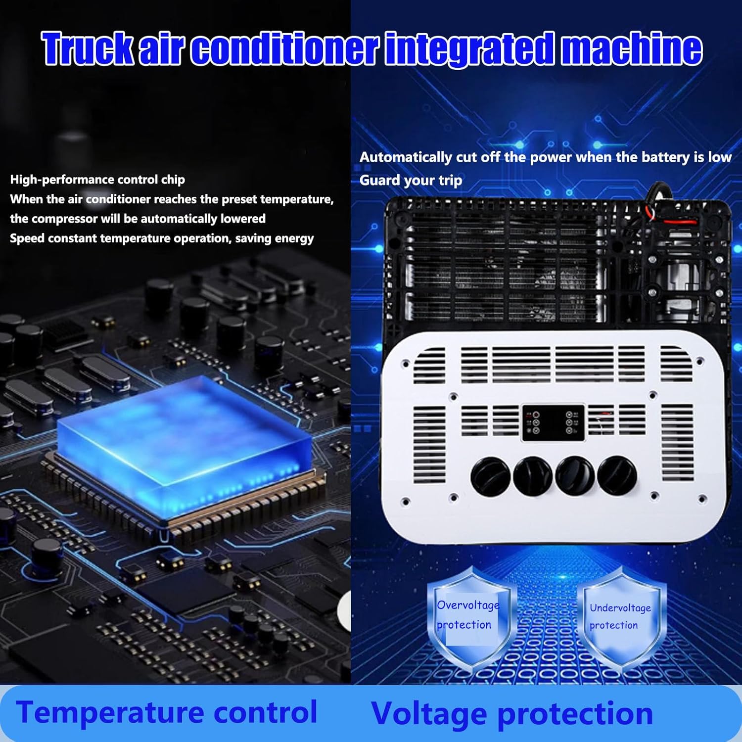 RV Rooftop Air,Parking Air Conditioner Unit, 12V DC Air Conditioner Truck RV Excavator Van Farm Vehicle Rooftop Type Air Conditioner,Red