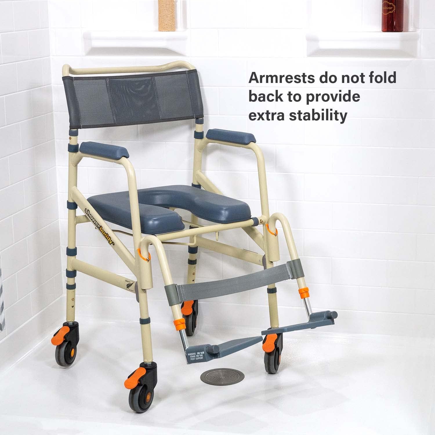 SolutionBased - FSA HSA Eligible - Lightweight Aluminum Folding Rolling Shower Chair for Elderly and Disabled - Rolling Commode Shower Wheelchair - Commode - Handicap Shower Chair with Wheels