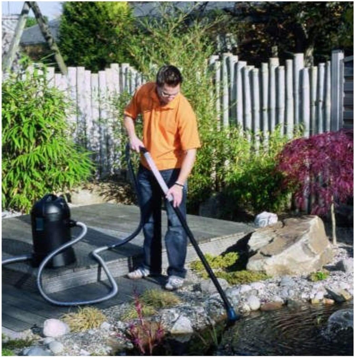 Half Off Ponds CleanSweep 1400 Pond Vacuum with a 13' Intake Suction Hose, 4 Extension Tubes, 3 Vacuum Nozzles, a 6.5 Foot Output Hose, and a Debris Collection Bag