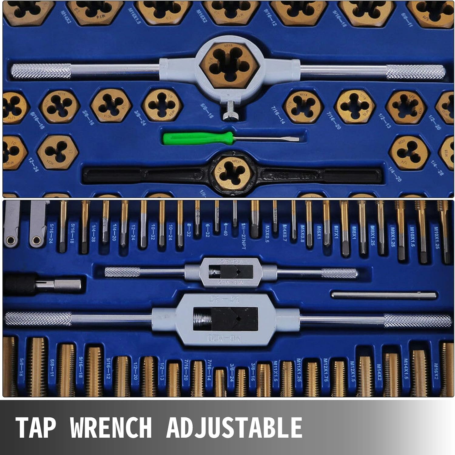 Happybuy 86PC Tap and Die Set Combination Metric Tap and Die Sae Tap and Die Set Tungsten Steel Titanium SAE and Metric Tool (86PC Tap and Die)