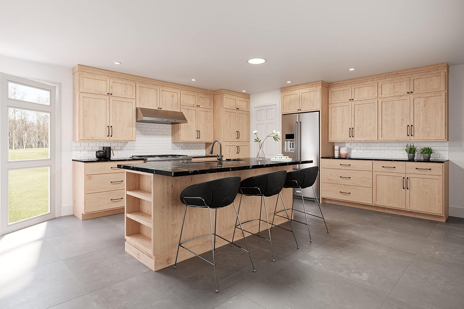 Quicklock RTA (Ready-to-Assemble) 30" Tall Wall Kitchen Cabinets - Shaker Style | 100% Hardwood | Made in America | Soft Close Hardware (Raw Maple, 24" D x 36" W x 12" H)