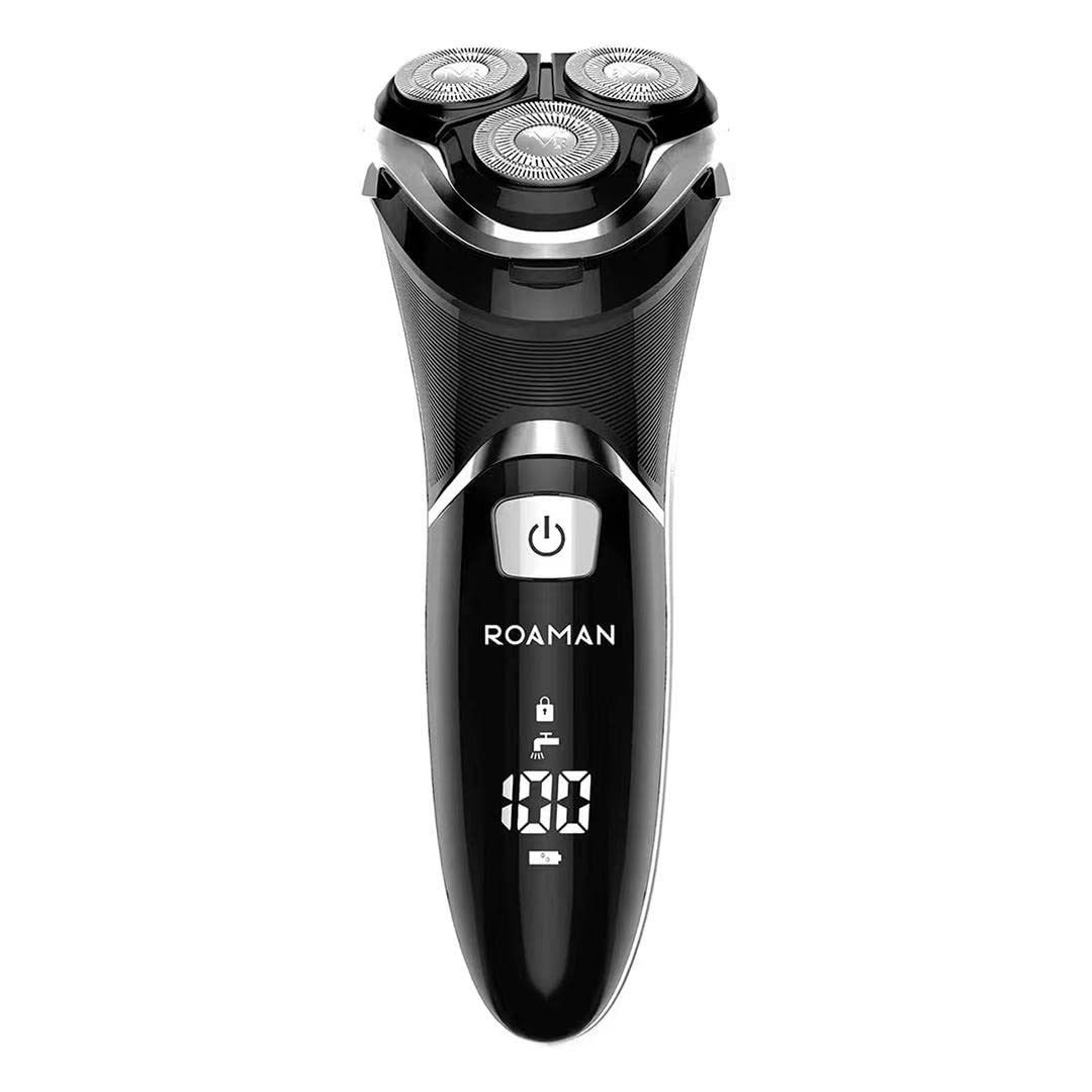 Men Electric Razor, ROAMAN Rechargeable Corded and Cordless Electric Shaver for Men with Pop-up Trimmer, Wet Dry IPX7 Waterproof,Wall Adapter 100-240v Pack of 2