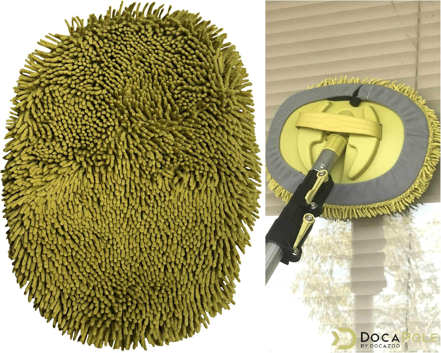 DocaPole Wall Duster with 6-24 Foot Extension Pole: Includes Telescoping Pole and Chenille Microfiber Cleaning Head for Use as Baseboard Cleaner, Wall Duster, and on High Reach Ceilings