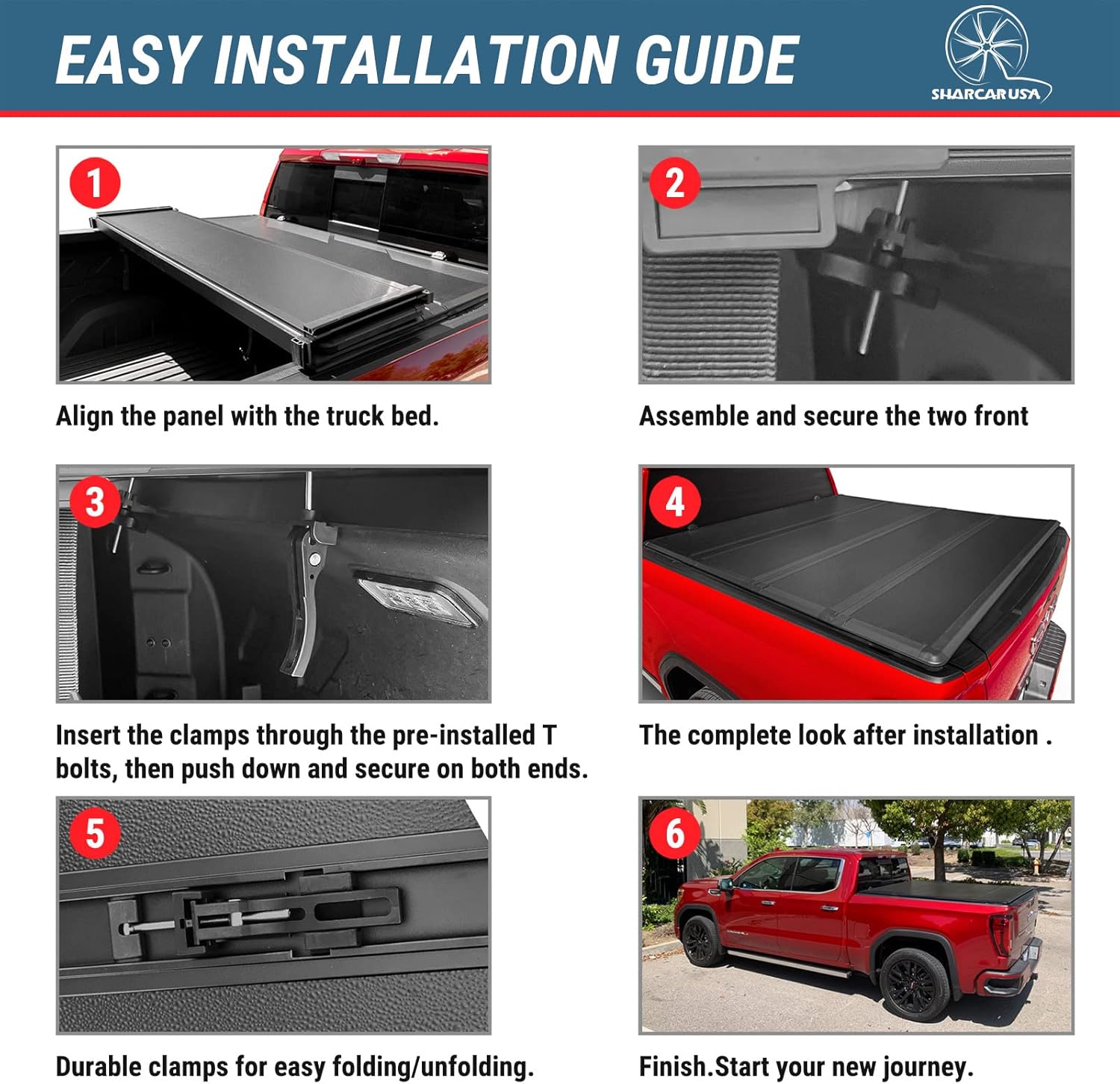 SHARCAR USA Hard Quad-Fold Truck Bed Tonneau Cover | SC-012Q | Fits 2015-2022 Ford F-150 5.5'/67.1" Bed