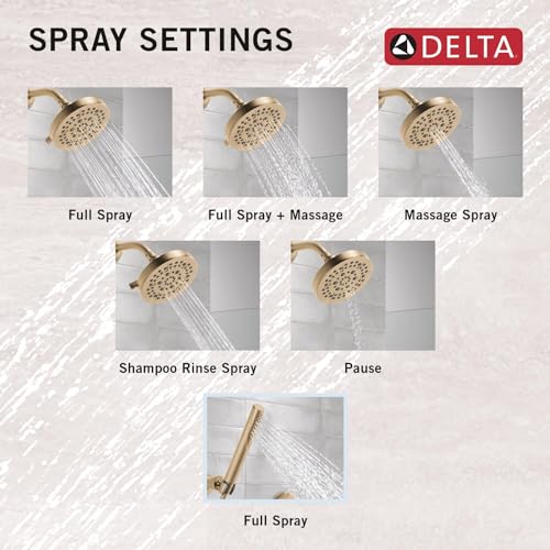 Delta Faucet Saylor 3-Setting Gold Shower System Including Shower Head, Handheld Shower, Shower Handle, Shower Diverter and Shower Valve Kit, Delta Shower Trim Kit, Champagne Bronze